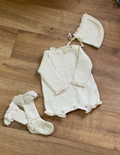 Load image into Gallery viewer, Girls Waffle Romper and Bonnet