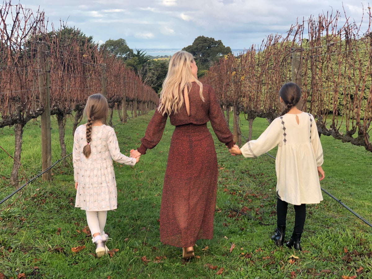 Bohemian styled mum and daughters