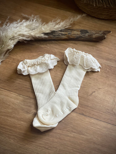 Cream knee high girls socks 