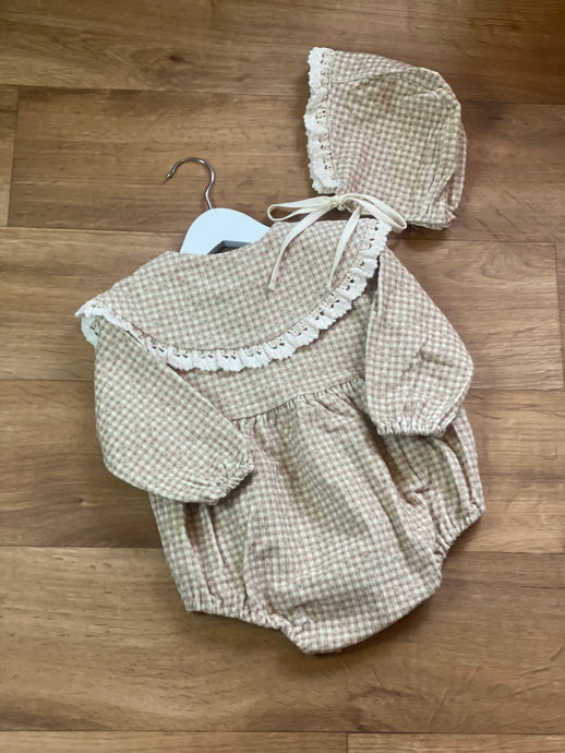 Frilly Girls Romper and Bonnet